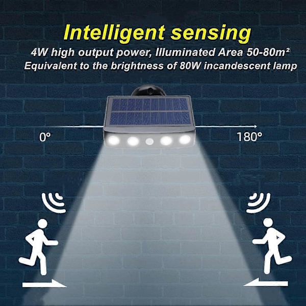 [2 Stykker] Solcellelamper Utendørs med Bevegelsessensor, 360 Solcelle Spotlight Utendørs [1200mAh] Vanntett Solcellelykt Utendørs Hage (Svart)