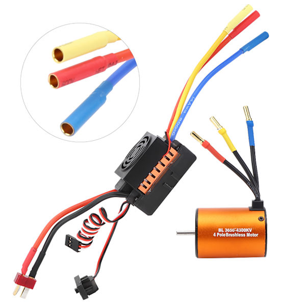 3650 4300KV Børsteløs Motor 60A ESC Oppgraderingsdeler Tilbehør for 1/10 RC Bilmodell