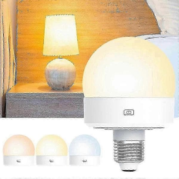 2 rechargeable LED lamps with remote control, 3 color temperatures and timer, E27 socket-jc