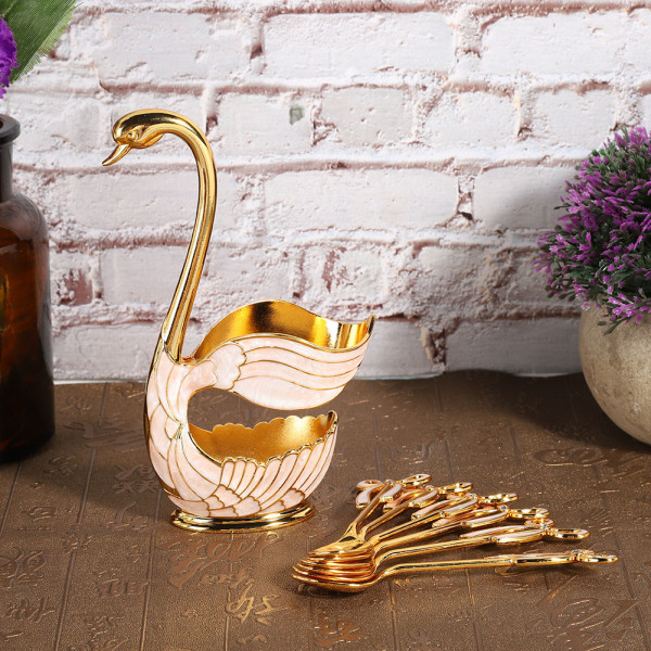 Elegant Swan kaffeskjesett - europeisk stil dekorativt servise gull Gold