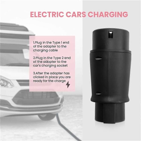 EVSE J1772 Adapter Typ 1 till Typ 2 Uttag Elfordon Bil EV