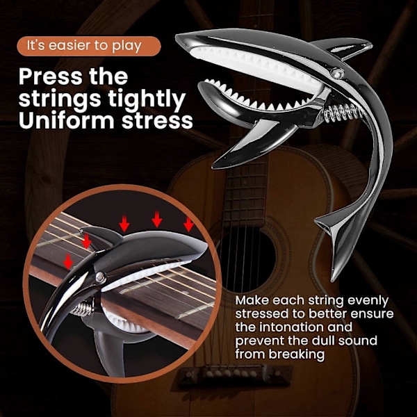 Gitar Capo Sink Alloy Capo med Plekter, Svart