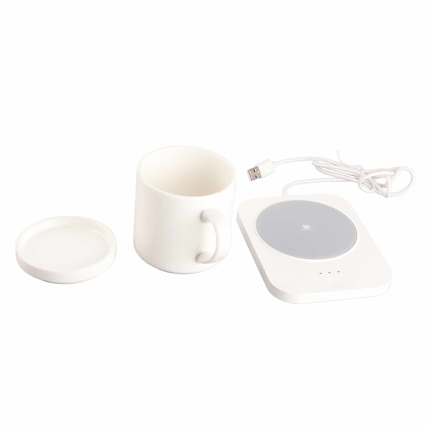 55℃ Mukikuppe Warmer USB-käyttöinen Maitokuppi Warmer 3 lämpötila-asetuksella Koti- ja Toimistopöydän Käyttöön Valkoinen