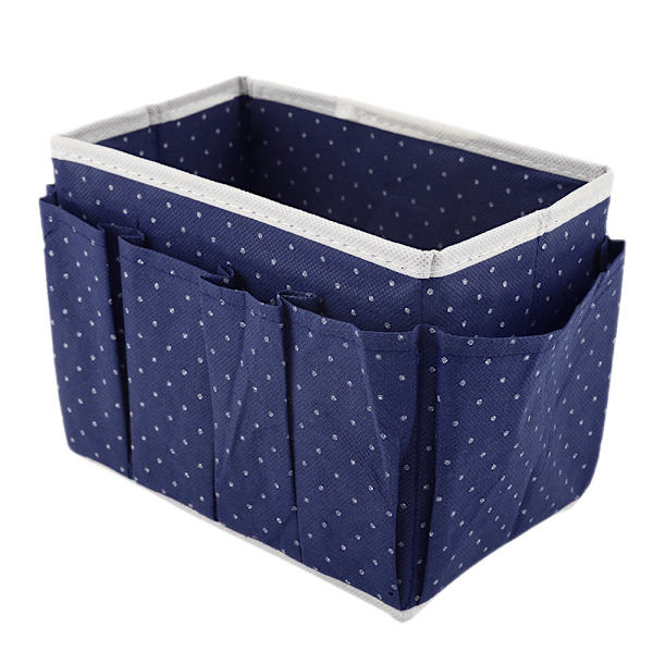 Dots Desktop Makeup Storage Box Kosmetisk Organizer Case Holder NOn woven (Mørkeblå)