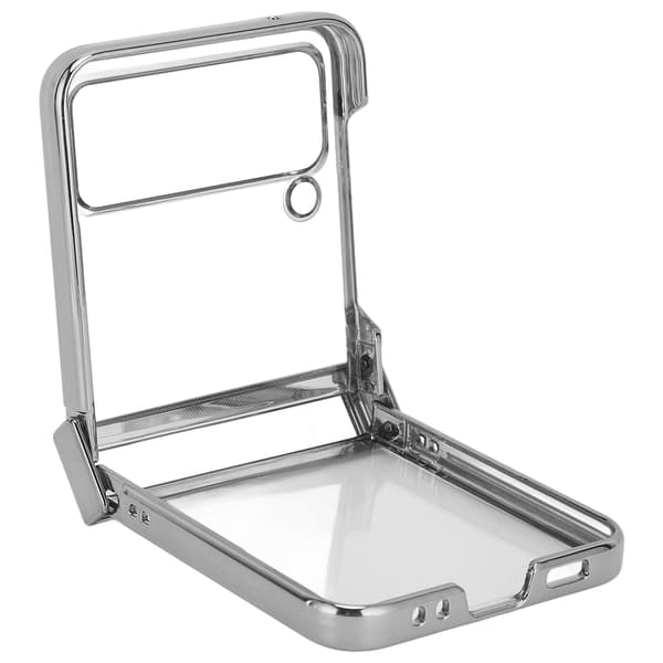 Vikbart telefonfodral Stötsäkert galvaniserat PC Klart bakre mode för Samsung Galaxy Z Flip 3 Silver