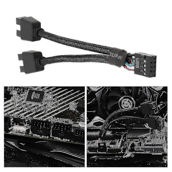 9-pin USB Header Hona 1 Till 2 Hane Förlängningskabel Kort Dator 9-pin USB Hub