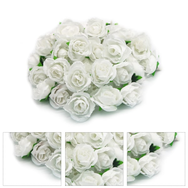 50 stk. kunstige rosenhoveder - dekorative, genanvendelige silkeblomster til bryllup og fest - hvid