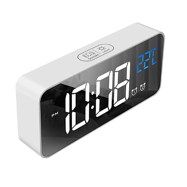 Digital väckarklocka med stor LED-temperaturdisplay, sängklocka med 13 larmsignaler, USB-laddningsport, 4-nivås justerbar ljusstyrka, snoozefunktion