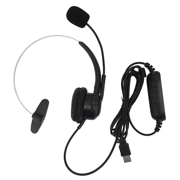 USB-headset med mikrofon, støjreduktion og volumenkontrol til forretningsmøder, Skype, telefonopkald, callcenter og kontor