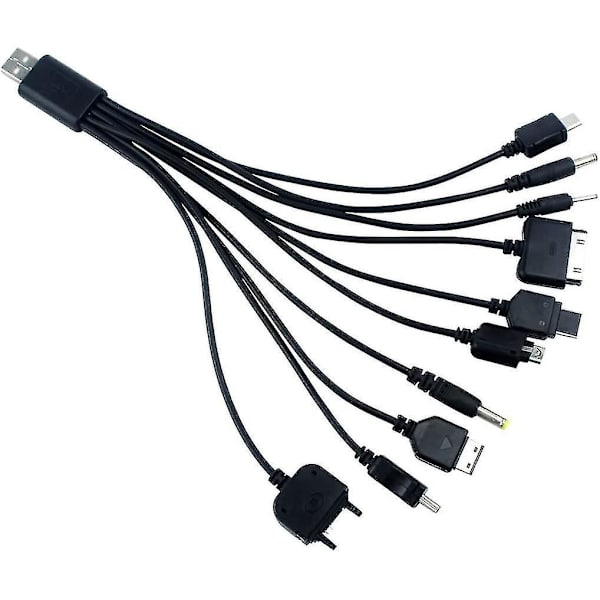 Universal 10 i 1 USB-laderkabel til iPod iPhone PSP kamera Nokia Blackberry - 2 stk