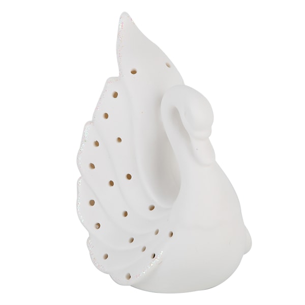 Nydelig delikat LED Swan Light Keramisk dekorasjonslampe for soveroms bokhylle med batteri(B)