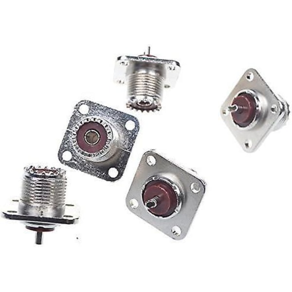 5st UHF Hona Jack Lödanslutning SO-239 4-Håls Chassimontering Koax RF-kontakt