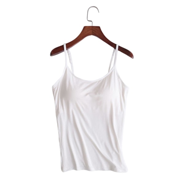 Slim Fit Tank Tops med innebygd BH: Kvinners Polstret Camisole XL Milky White