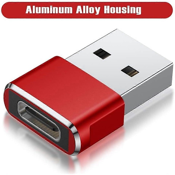 USB till USB C Adapter 3-pack, Typ C Hona till A Hane Laddningskabel Konverterare Röd