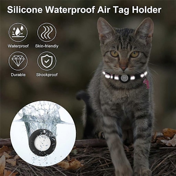 Reflekterande Katt Halsband GPS-Tracker Justerbart Litet Hundhalsband Svart