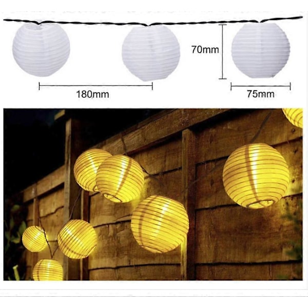 Aurinkokennovalot ulkokäyttöön puutarhaan, 20 LED lyhtyä joulukoristeeksi, köynnös Guinguette aurinkolyhdyt vedenpitävät - lämmin valkoinen