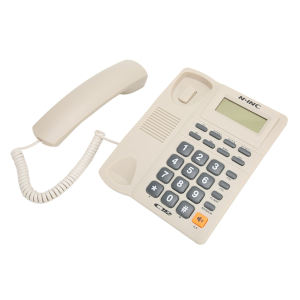 Fast telefon med sladd Multifunktion Nummerpresentation Visning Snabbval Senaste nummer Återuppringning Stationär telefon för hemmakontor Vit