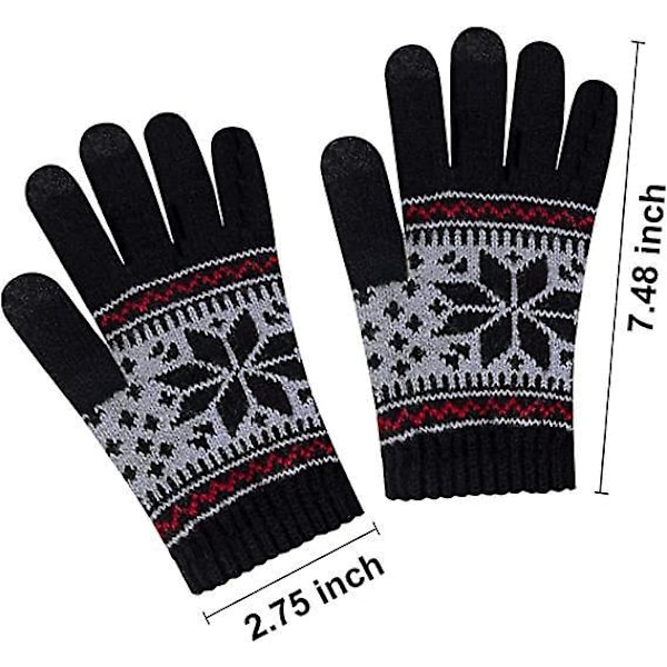 2 Par Damhandskar Vinter Varma Pekskärmshandskar Mjuka Stickade Söta Elaphurus Mönster - Vit/grå - One Size