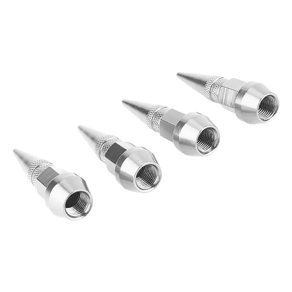 4 st. hjulventilhattar i aluminiumlegering, spikformade, för bil, lastbil, luftdammkåpor, silver