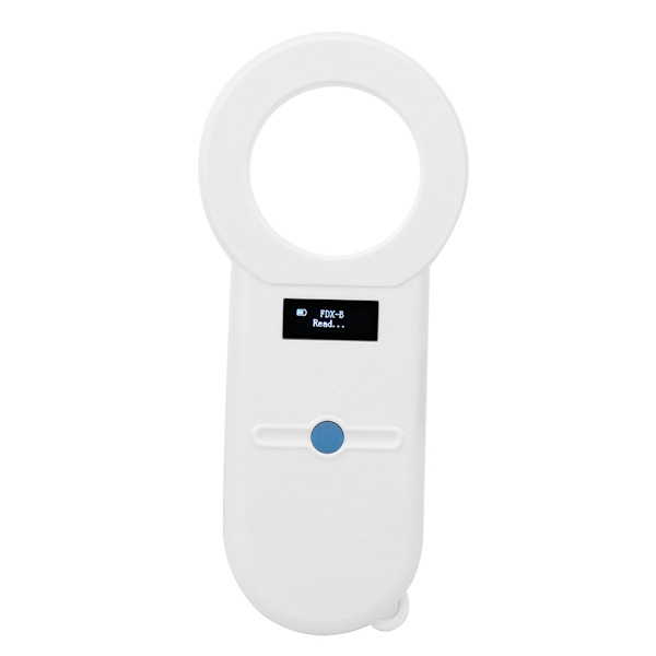 Husdjursmikrochip RFID-läsare Uppladdningsbar 134,2Khz handhållen bärbar djurskanner OLED USB