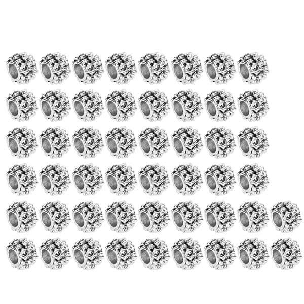 50 st multifunktionella skäggpärlor i legering, hårpärlor, rörpärlor, armband, halsbandstillbehör