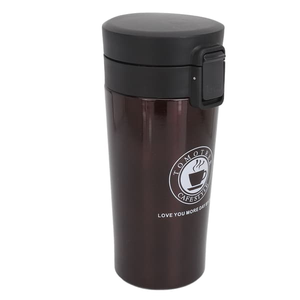 Isoleret kaffekop Dobbeltlag Rustfrit Stål Bærbar Snap Flip Låg Isoleret Kaffeflaske Kaffe 380ml