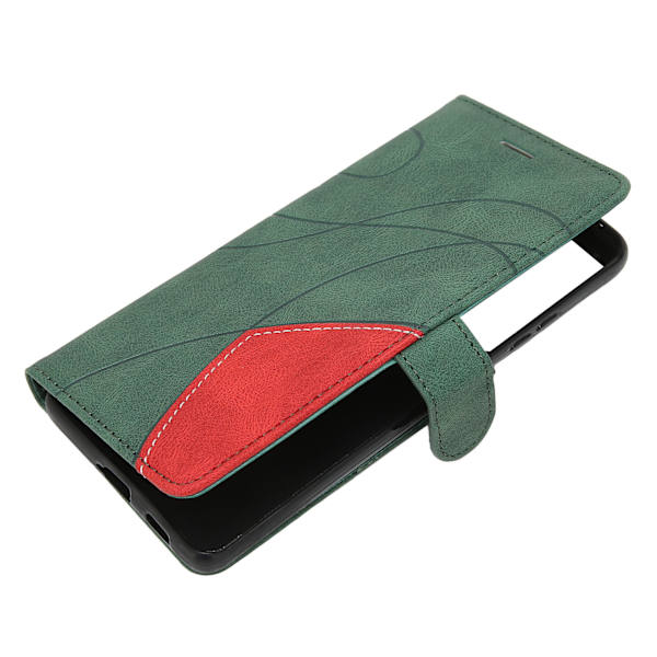 PU-läder Flip Wallet Telefonfodral 2 Färger Spliced Stötsäker Telefon Skyddande Fodral Cover för Samsung S21 Ultra Grön