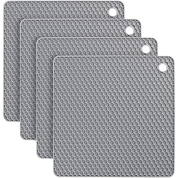 Silikone Dækkeserviet, 4 stk. Skridsikker Anti-Varme 250°C Multifunktionel 18*18CM