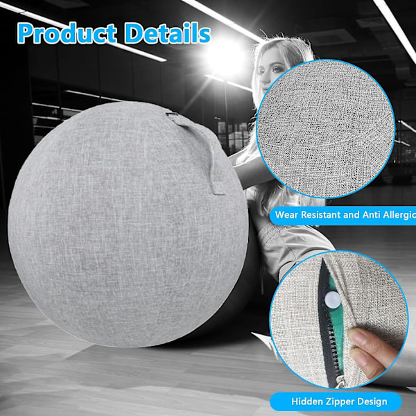 65 cm Skyddsöverdrag för Träningsboll, nce Bollöverdrag, Vikbart Överdrag i Tyg för Sittbollar, Lätt Yoga Bollöverdrag för Graviditet, Fitness, Yoga