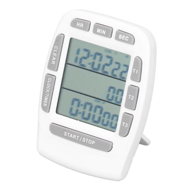 Triple Timer Ur Nedtælling Op 4.0x4.4cm LCD Display Multifunktion Hvid Indbygget Batteri