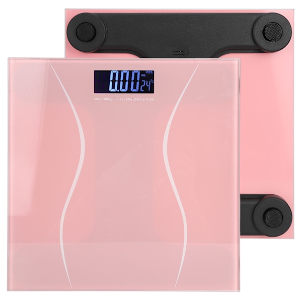 180 kg 400 lb digital badevægt elektronisk LCD baggrundsbelyst display ultratynd automatisk tænding (pink)