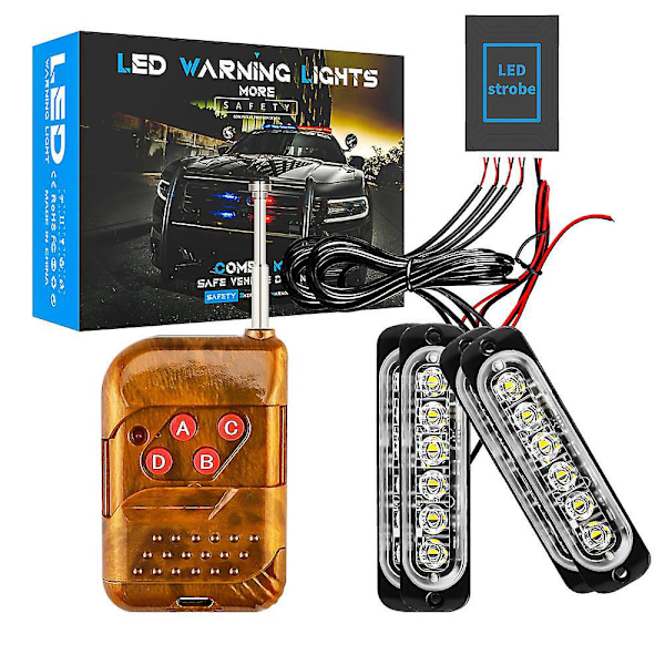 6 LED Bil Strobe Bremselys - 12V-24V Køretøjslysbar - Sikkerhedsblink til Bil, Arbejdskøretøj, Båd, Trailer, Campingvogn