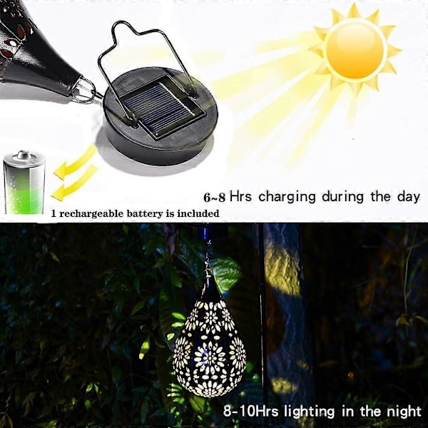 Solcellelamper Utendørs Hage Solcellelykter Hengende Vanntett Solsikkelampe for Terrasse Gangvei Dekor