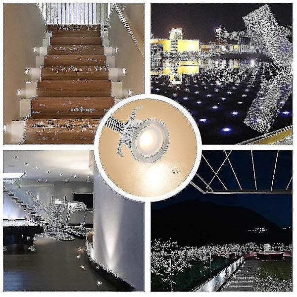 10 kappaleen pakkaus upotettavia LED-ulkovalaisimia, IP67 vedenpitävä, lämmin valkoinen 3000K valo, 32mm 0.6W DC12V-B16