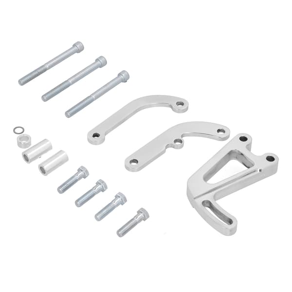 3 stk. servostyringsmonteringsbrakett i krompolert erstatning for CHEVY LWP SMALL BLOCK 262-400