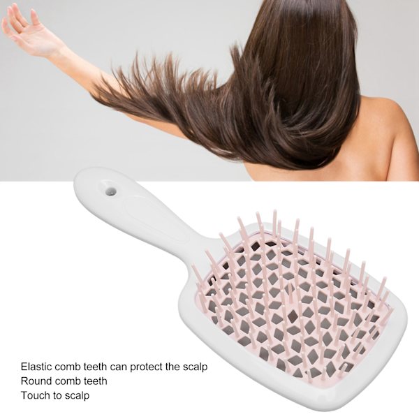 Hurtigtørkende ventilert hårbørste for krøllete hår Rosa hvitt håndtak Pink white handle