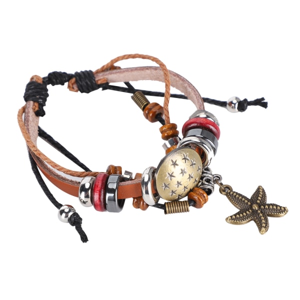 8 st läderarmband handvävda herr, flerlagers flätade retro punksmycken