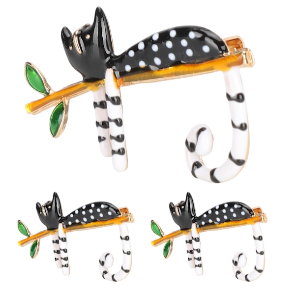 3 stk. broche nåle håndlavede retro mode legering katteformet DIY bryllupsbuket sæt sort