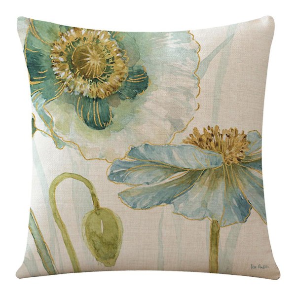 Sæt med 4 dekorative pudebetræk i bomuld og hør med blomstermønster 45 x 45 cm, pudebetræk til bil, sofa, boligindretning