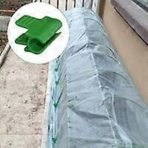 20 st Plastfilmklämmor för växthus för 11 mm diameter rör, Grön