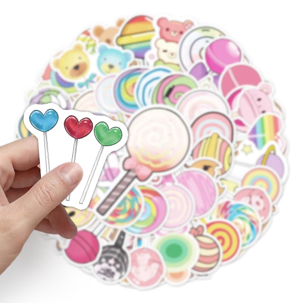 Personlige Lollipop tegneserieklistermærker (50 stk) - DIY scooter til børn, notesbog, køleskab