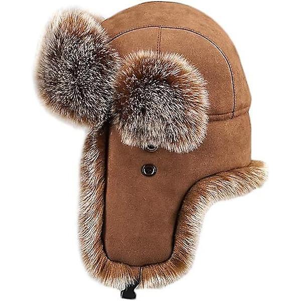 Unisex fuskpälsfångarehatt med mockaskal - vindtät Ushanka-stil cap