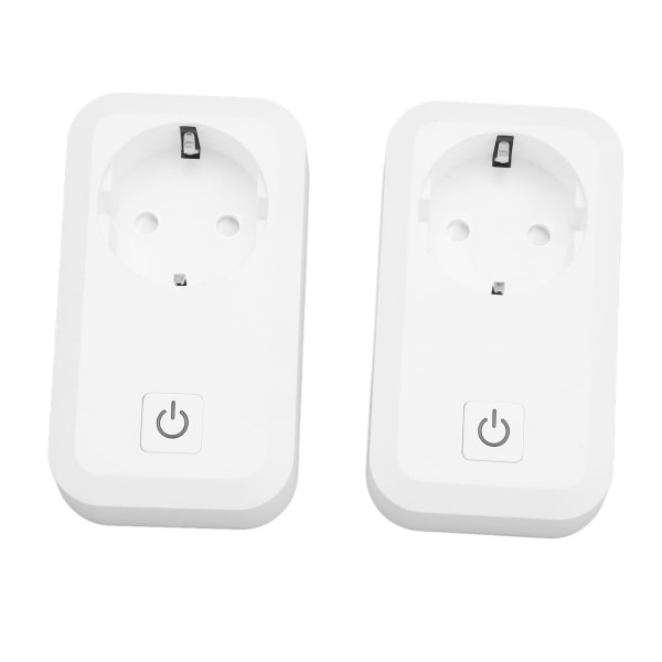 2 stk Smart WiFi-plugg Oppladbar Brannsikker trådløs fjernkontroll Stemmekontroll WiFi Smart Socket Plugg EU-plugg 100‑250V