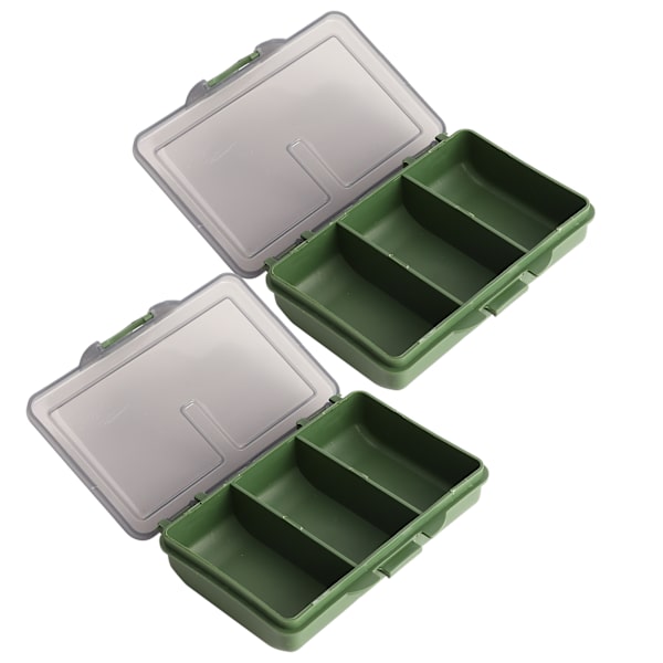 2 stk. fiskekrog agn gadget boks mini PP opbevaringsboks etui til fiskegrej tilbehør 3 rum