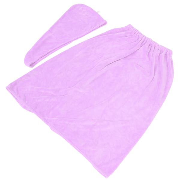 Kvinder Body Wrap Sæt Badekåbe Hårtørringshætte Blød Mikrofiber Badehåndklæde til Skønhedssalon Lys Lilla