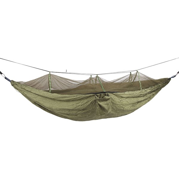 Campinghängmatta med nät 210T nylontyg Anti Fall Fällbar Mörk OD Grön 440,9 lb Bärbara hängmattor för utomhusresor