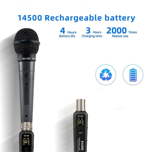 UHF Mikrofon Konverter XLR Sändare Mottagare 540-590MHz