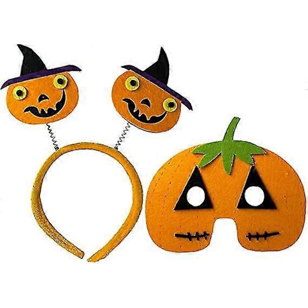 Halloween Gresskar Hodebånd Og Maske Kostyme Simulering Gresskar Hodebåndoransje1 Sett