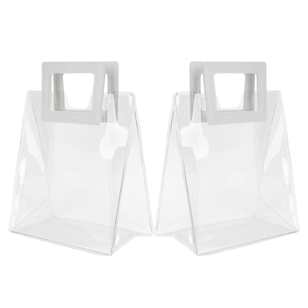 2st påsar Transparent presentpåse Robust bottenhandväska för födelsedag Julklappsförpackning (S)