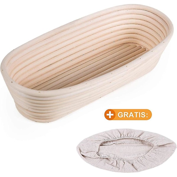 Banneton Oval, Brotform med linnefoder, brödjäsningskorg, upp till 0,7 kg deg, 30 x 14 x 7 cm